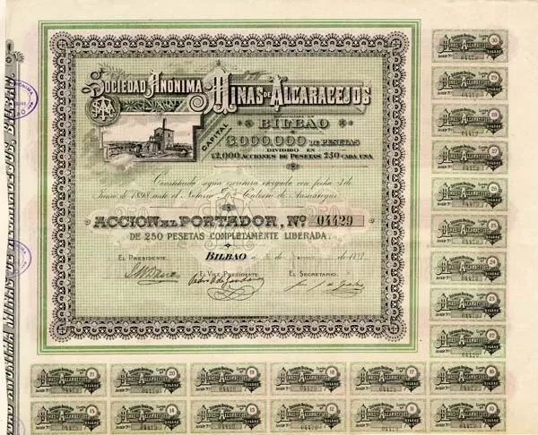 Sociedad Anonima Minas De Alcaracejos - Stock Certificate - Foreign Stocks