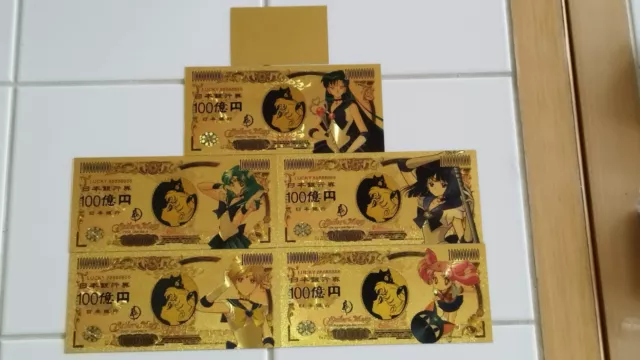 Lot Billet Sailor Moon OR Collector Yen Gold Doré card carte Idée cadeau gift