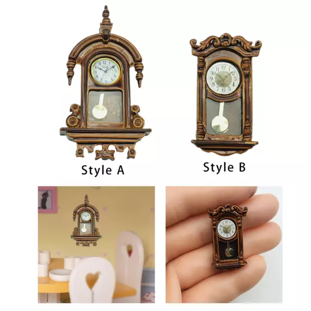 Metal 1:12 Dollhouse Miniature Model Roman Clock Living Room