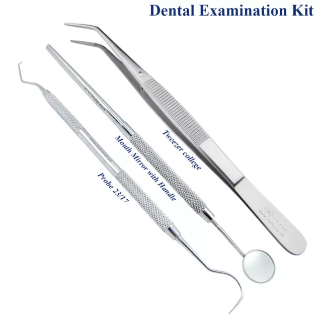 Kit d'examen dentaire sondes explorateur miroir buccal avec poignée outils dentaires 3