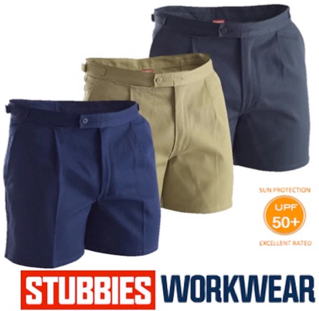 Stubbies / Yakka Mens Drill "Utility" Tab Side Single Pleat Work Short Bb5513