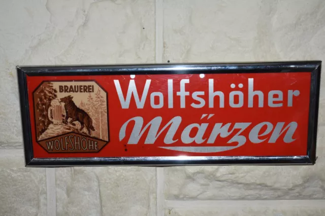 Altes Imoglasschild/Brauereischild 50er Jahre,Wolfshöher Märzen Bier,Original