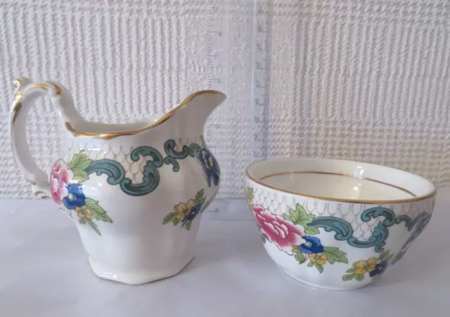 Vintage Booths FLORADORA Small Milk /Cream Jug & Sugar Bowl A8042 UNUSED