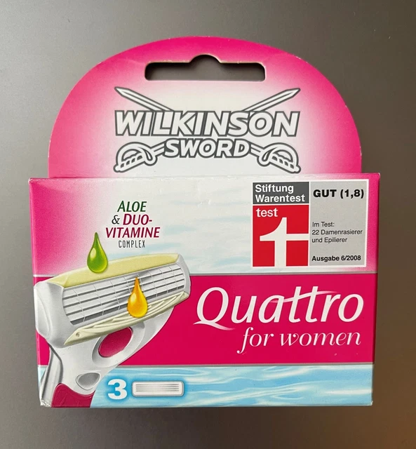 Wilkinson Sword Quattro für Damen Aloe Rasierklingen 3er-Pack VERSANDKOSTENFREI