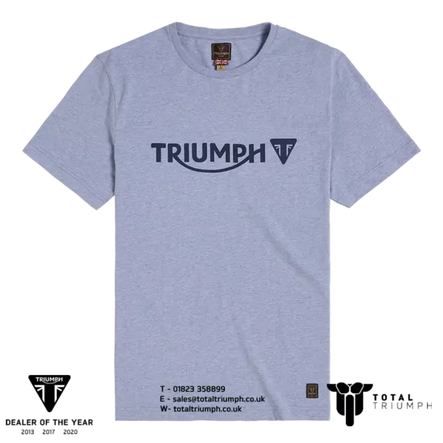 GENUINE Triumph Motorcycles Cartmel Modern Logo T-Shirt - Blue Marl New 2023