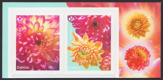 DAHLIA = BK Pair with 2 Envelope SEALS = MNH Canada 2020