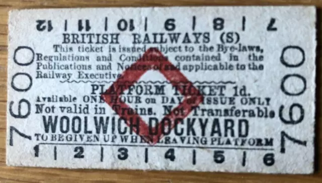 Britisches Rlys [S] Roter Diamant Edmondson Plattformticket - 7600 Wolldockyard