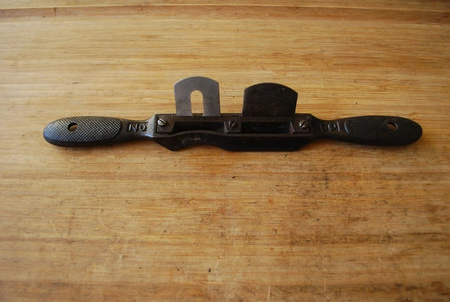 Antique  STANLEY No. 60 DOUBLE SPOKE SHAVE Concave & Flat Irons 3
