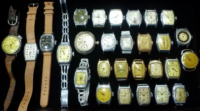 LARGE LOT OF Vintage Men's Dollar Watches, Parts / Repair