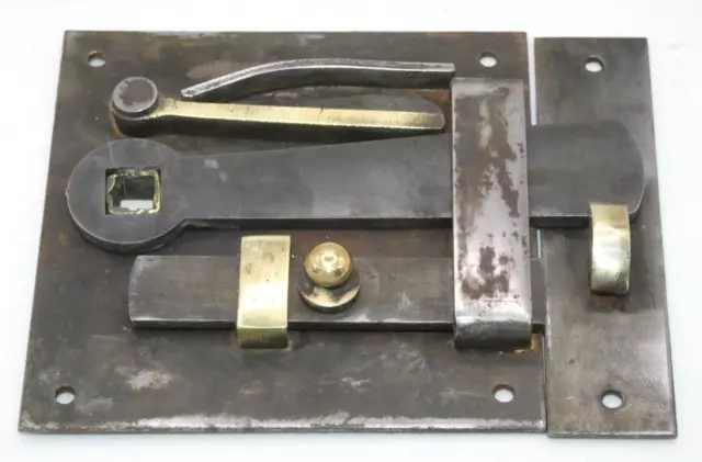 Old antique Georgian Brass & Steel Rim latch lock (RL372)