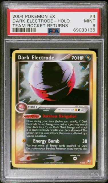 PSA 9 MINT Dark Electrode 4/109 Ex Team Rocket Returns Pokemon Card