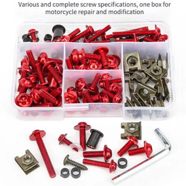 177PCS Universal Motorcycle Windscreen Fairing Bolts Kit Fastener Clip Screw Set