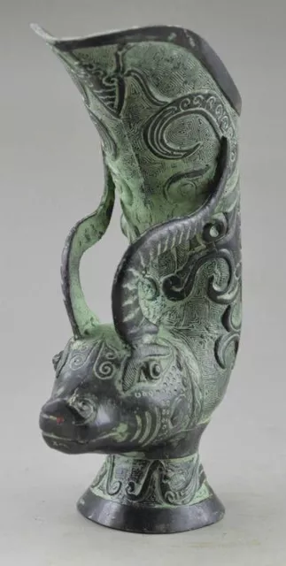 Asia Collectible Decorated Old Handwork Bronze Carved Dragon Gecko Vase nice 3