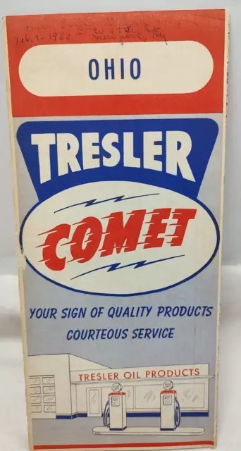 1950's Tresler Oil Co. Tresler Comet Ohio Highway Road Map