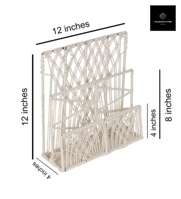 Organizador de cesta de almacenamiento de cuerda de algodón macramé para... 3