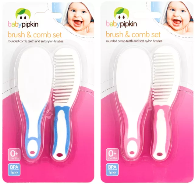 Hair Brush & Comb Set Soft & Gentle For Your Baby Rounded Comb Teeth 0+Months
