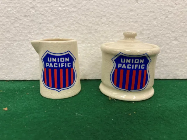 Union Pacific R.R. fantasy ware china creamer and sugar bowl