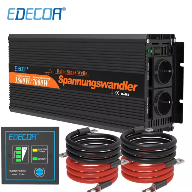 EDECOA PUR SINUS Convertisseur 24V 220V 1500W/3000W Onduleur Transformateur  LCD EUR 197,55 - PicClick FR