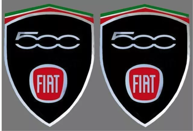 2 stickers FIAT 500 chrome à coller sur les ailes avant_FIAT 500 X_500 C_500 L