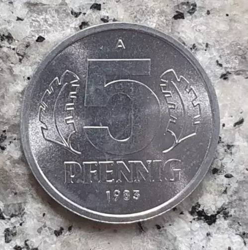 5 Pfennig 1983 A Kursmünze DDR in Aluminium - in Prägefrischer Erhaltung Top !