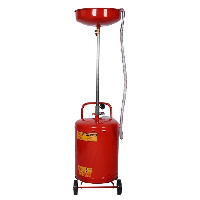 Portable 18 Gallon Waste Oil Drain Industrial Fluid Drain Tank Adjustable Funnel
