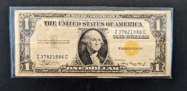 1935 A, $1 , North Africa Yellow Seal War Issued Silver Certificate I37821886C