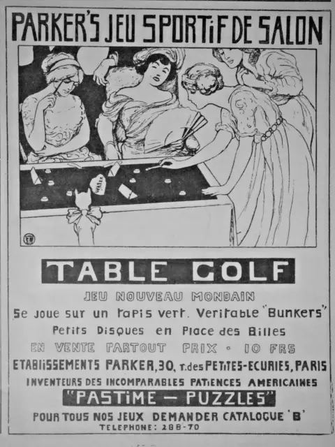 1911 Parker's Press Advertisement Sports Lounge Game Golf Table Pastime Puzzle
