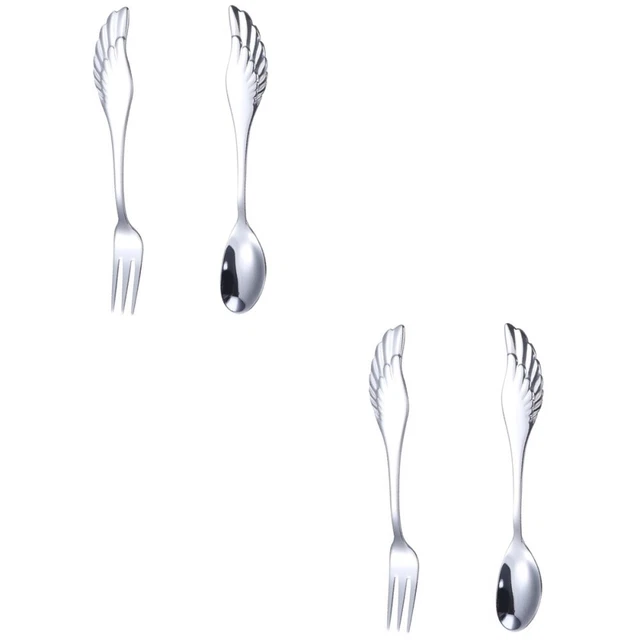 2 stücke Edelstahl Löffel mit gabel tragbarer Besteck Praktische Geschirr für