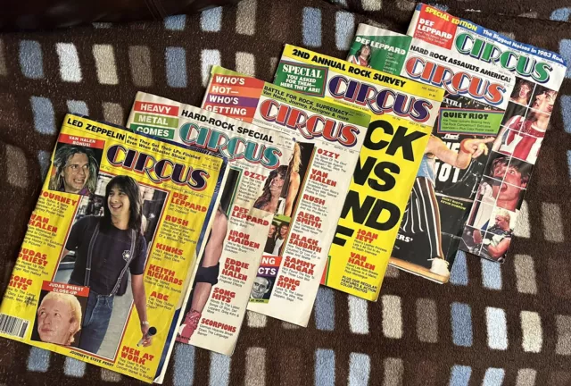 Lot Of 6 Vintage Circus Magazines From 1983 Rock 80’s Heavy Metal