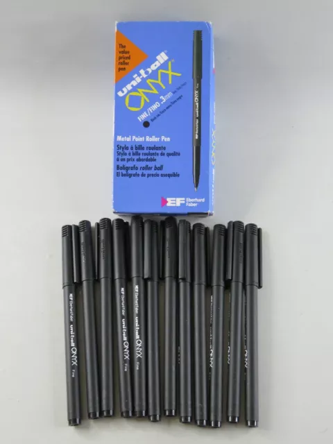 Uni-Ball ONYX Metal Point Roller Pen Fine .3mm Black Ink 12 Pens 60143