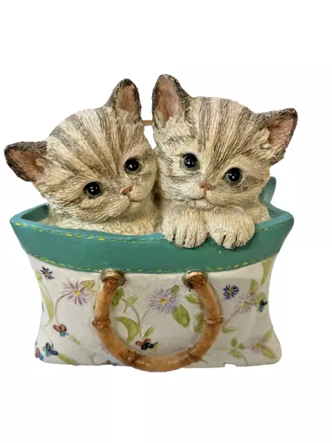 Lenox 2005 A Tote For Two Kittens Cat Purse Sculpture Floral Design