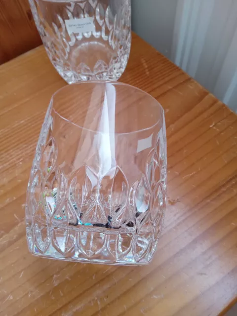 Royal Doulton Crystal RETRO Pattern  Tumbler(s) X 2 Whisky Brandy Bnwt 3