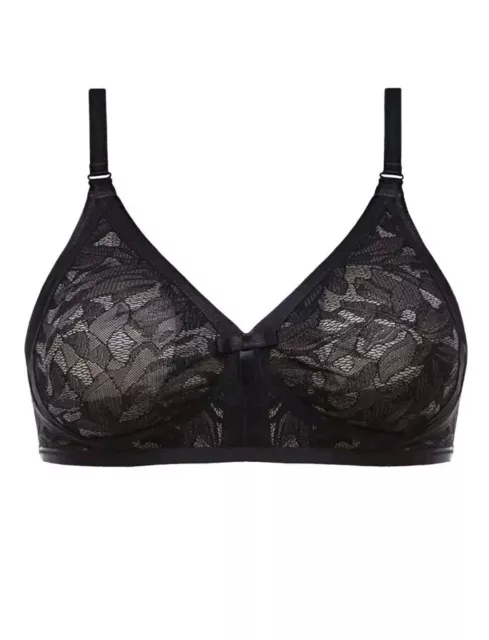 Playtex P05F7 Ideal Beauty Lace Non Wired Bra Black 36DD