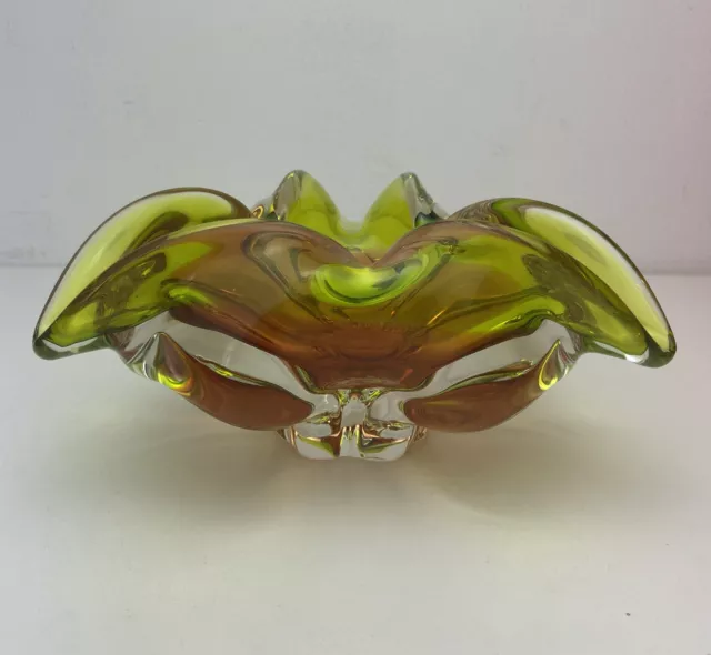 1970s Czech Chribska Glass by Josef Hospodka Mid Century Bohemian Tricorn B11