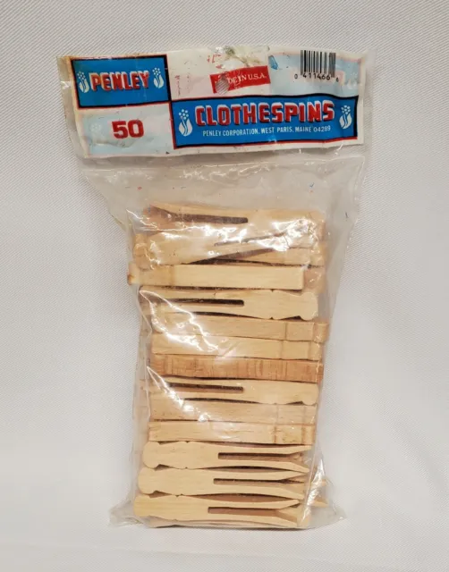 Paquete de 50 pinzas de madera Penley artesanía nuevo de lote antiguo