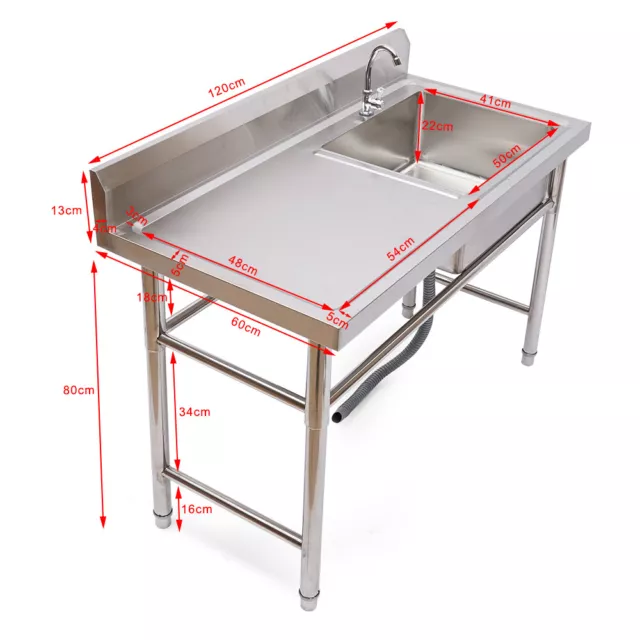 Commercial Kitchen Sink Prep Table w/ Faucet Stainless Steel Single Compartment!