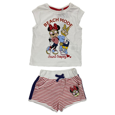 Completo Short + T-Shirt M.c. Minnie E Paperia Disney Bambina 3/8A - Ev1241Rosso