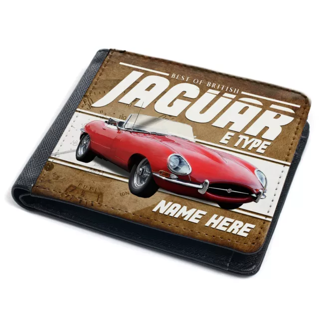 Personalised Jaguar E Type Wallet British Classic Car Retro Dad Mens Gift CL21