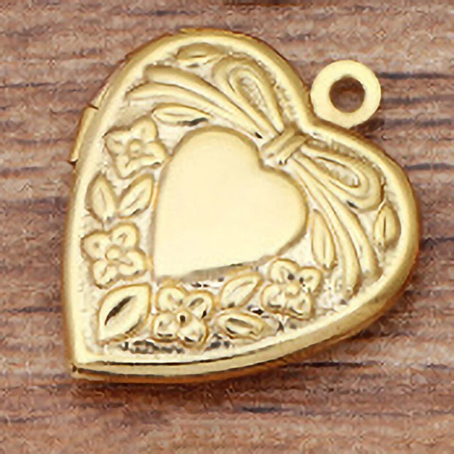 Metal Brass Heart Shaped Photo Locket Charms Pendant  DIY Necklace Making W1