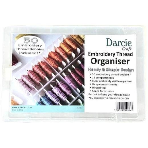 Organizador de hilos de bordado Darcie Crafts - 17 compartimentos + 50 bobinas de tarjetas