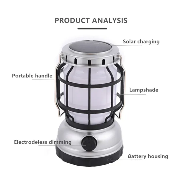 Vintage Hanging Solar Light Outdoor Camping LED Lantern USB Rechargeable Gifts