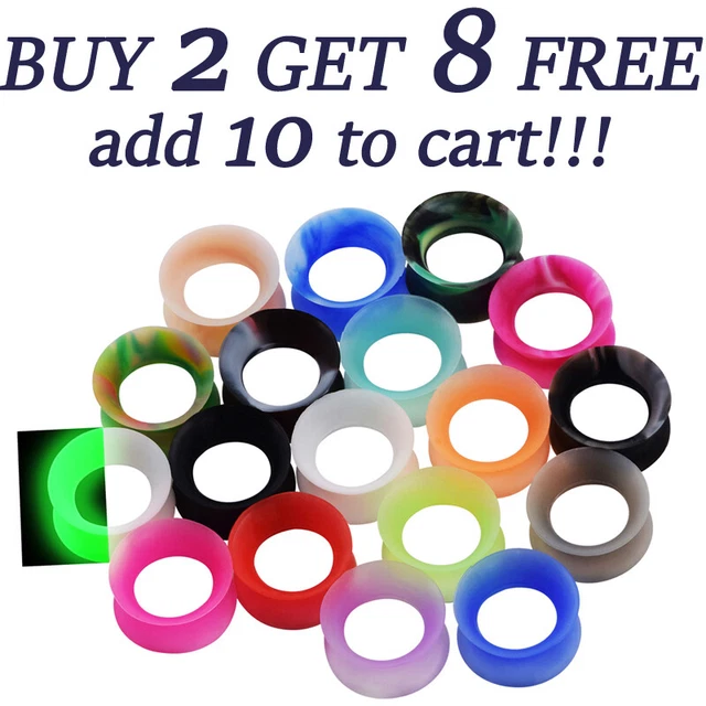 Pair Thin Silicone Ear Skin Ear Tunnels Plugs Gauges Earskin Earlets Flesh Gauge