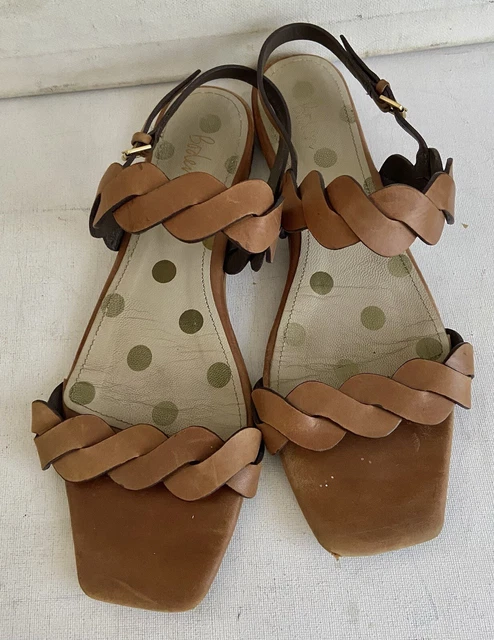 BODEN CLEMENTINE BROWN Leather Sandals Size 7 40 Woven Slingback Strap EUR 29 60 PicClick IT