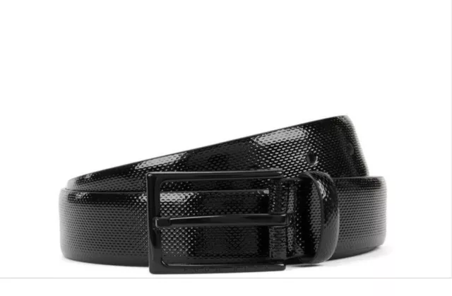 Hugo Boss Mens Cedry Black Leather Belt Size 32 Waist New With Tags Rrp £89