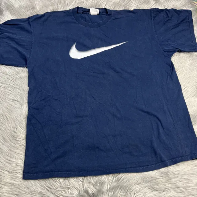 Vintage Nike Made Mexico Navy Blue White Logo T Shirt Mens