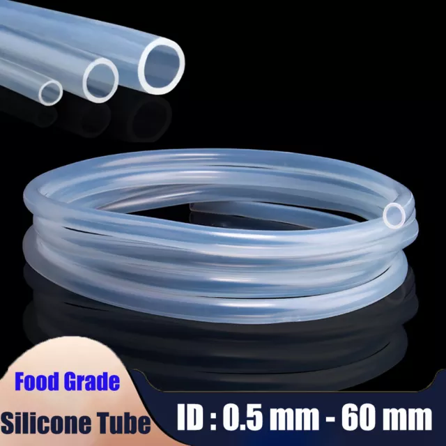 Food Grade Clear Silicone Tube Beer Milk Hose Pipe Soft Rubber ID 0.5mm - 60mm