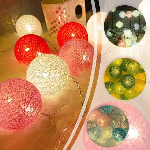 Filo di cotone Luce a sfera LED Luci colorate a corda Decorazioni per feste Bat∴