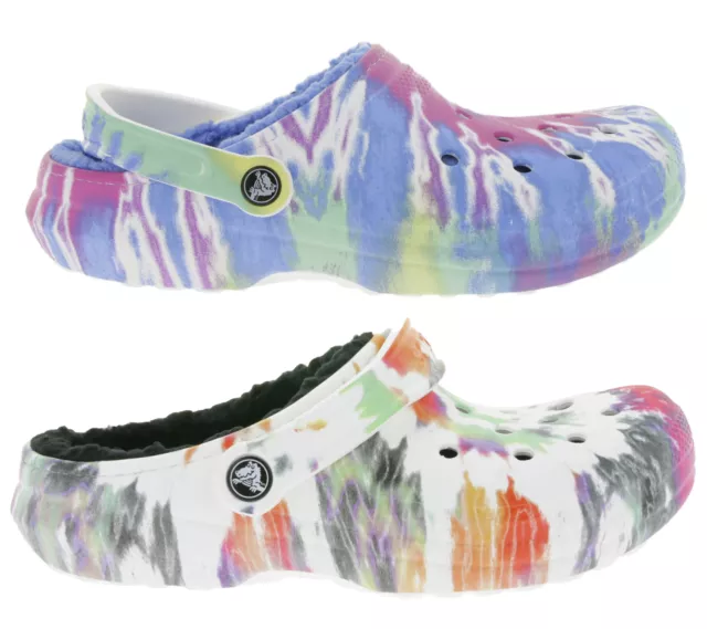 crocs Classic Lined Tie-Dye Haus-Schuhe gefütterte Clogs mit Dual-Crocs-Comfort