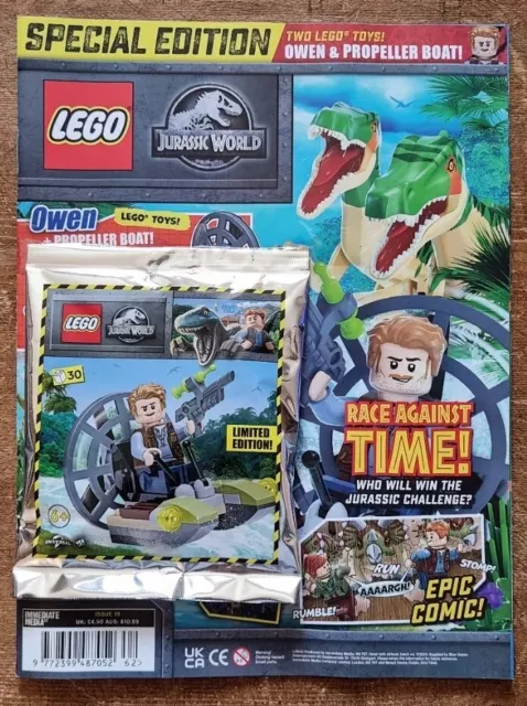 LEGO Jurassic World Magazine Ausgabe 19 SPEZ. ED. Owen & Propellerboot Minifigur