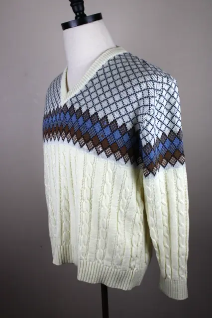 VTG 90S MONTGOMERY Ward Sweater Argyle V Neck Men's Size Large $24.95 ...